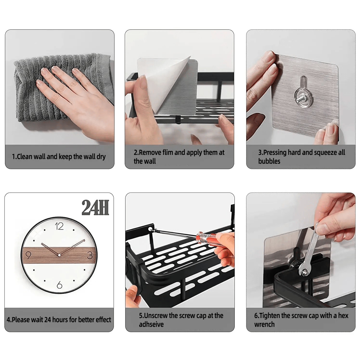 🚿 מדף תלייה ללא קידוח לקיר למקלחת - NexoShop