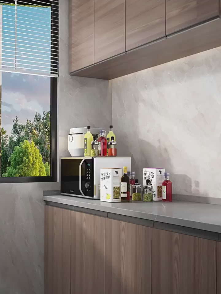 📦 מדף מיקרוגל מתכוונן למטבח – יותר סדר, יותר מקום עבודה